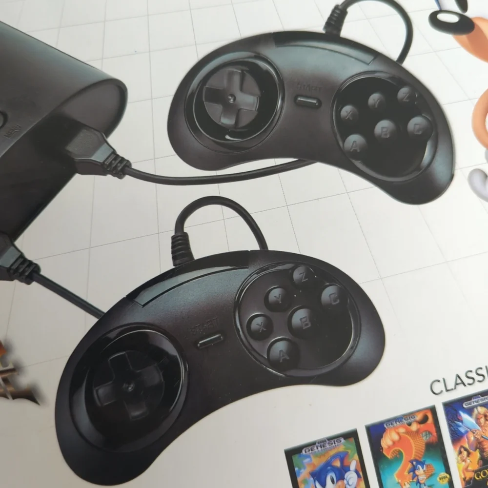 Set Of 2 Wired Controllers For Genesis Classic Game Console six button - Picture 3 of 7